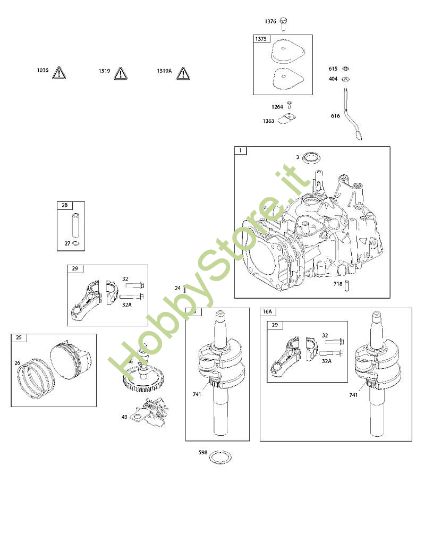 C - Albero a camme, albero motore, cilindro, manuale per l'uso, biella/anelli/pistone, etichetta di avvertenza B&S - 12 €¦ 122Q02-0169-H1 brand Stihl